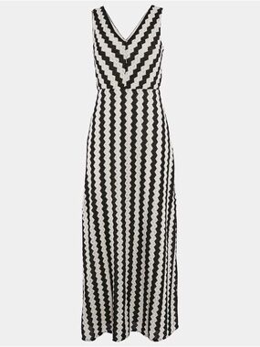 Max & Co. Black White Chevron Crochet Maxi Dress Small Cotton